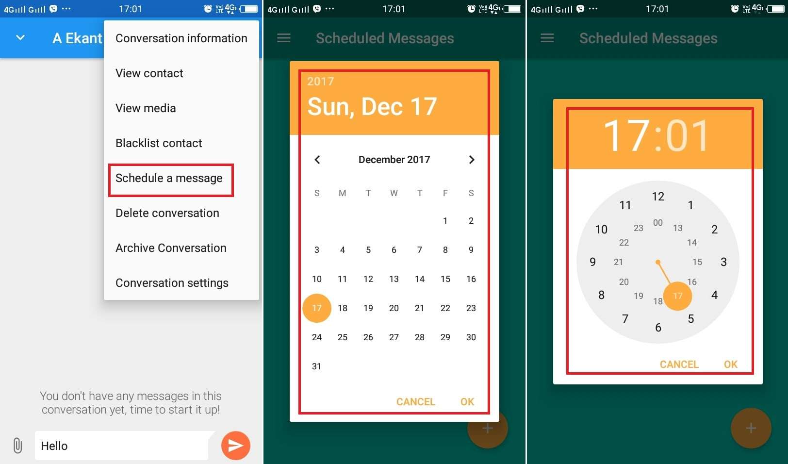 How to Schedule Text Messages Android using Pulse SMS - Schedule option
