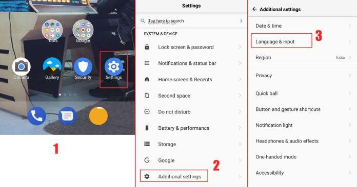Settings Additional Settings Languages & Input - Android Keyboard