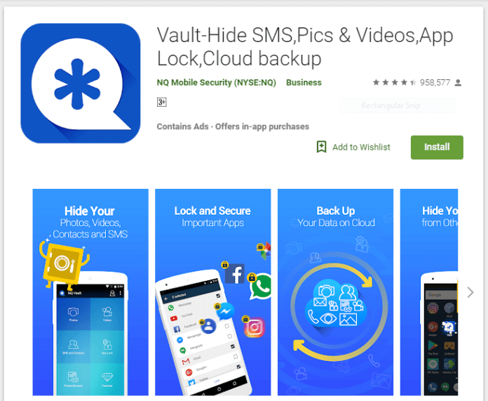 Vault-Hide SMS, Pics & Video, App Lock, Cloud backup - Top 3 Best Apps to Hide Text Messages and Phone Calls on Android