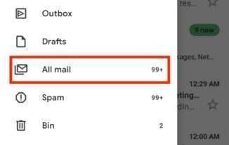 Scroll down to select the All mail folder and open it